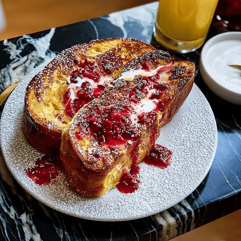 French Toast with Jam Brioche: Indulgent Twist with Turkey Bacon