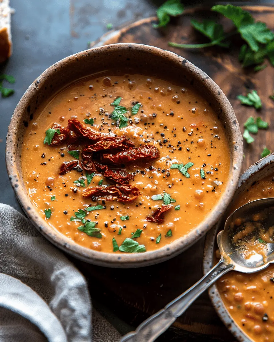 Creamy Lentil Sun-Dried Tomato Soup: A Cozy, Nourishing Delight