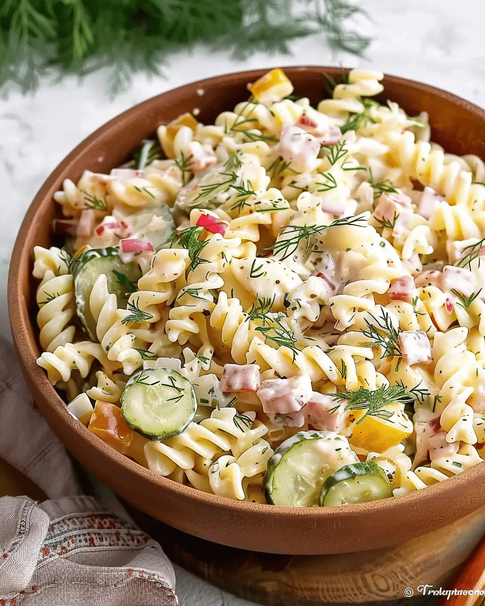 Dill Pickle Pasta Salad: Easy Recipe with Turkey Bacon Delight