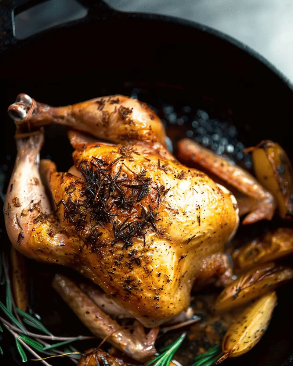 Easy Cast Iron Whole Roasted Chicken: Juicy Flavor in Every Bite