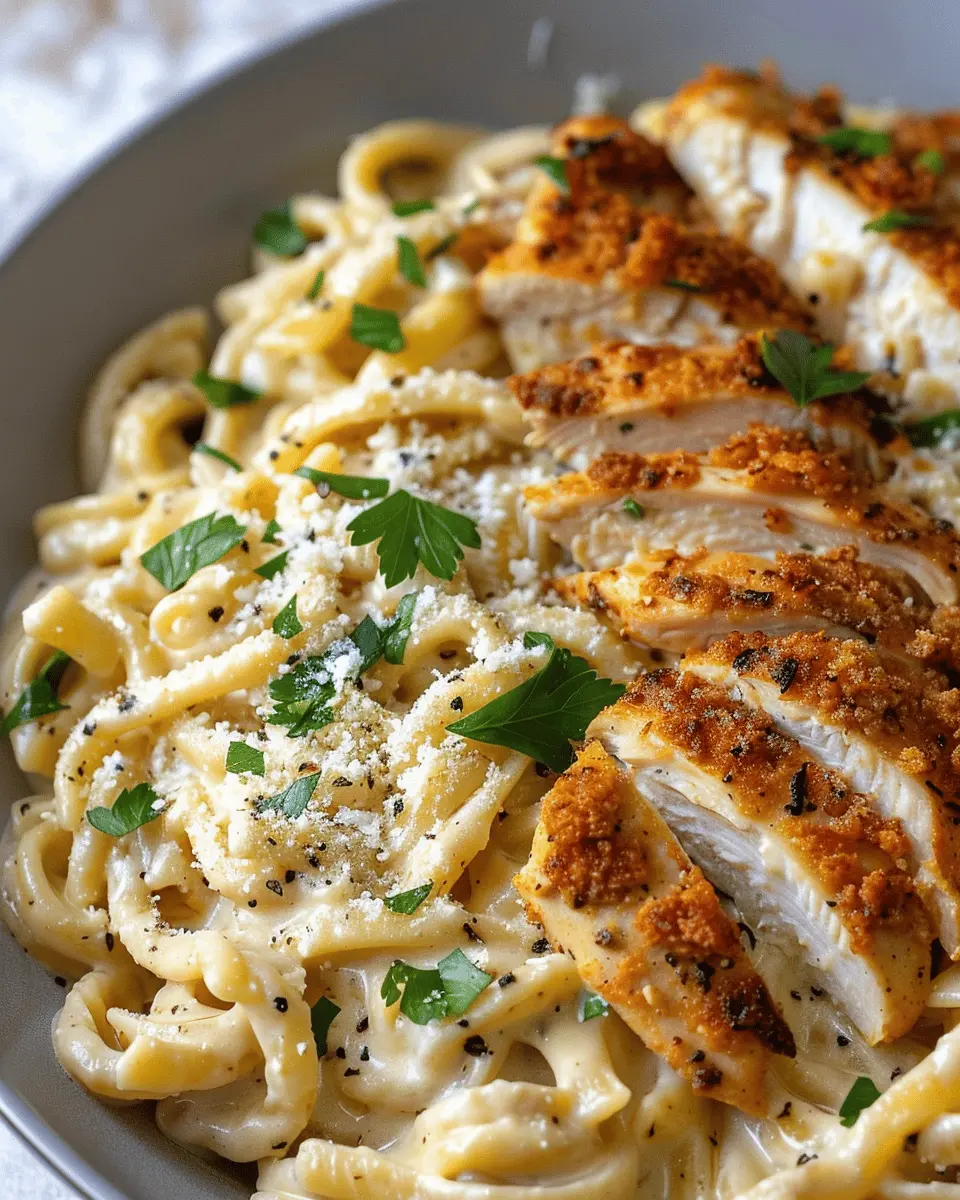 Creamy Chicken Garlic Parmesan Pasta with Turkey Bacon Delight