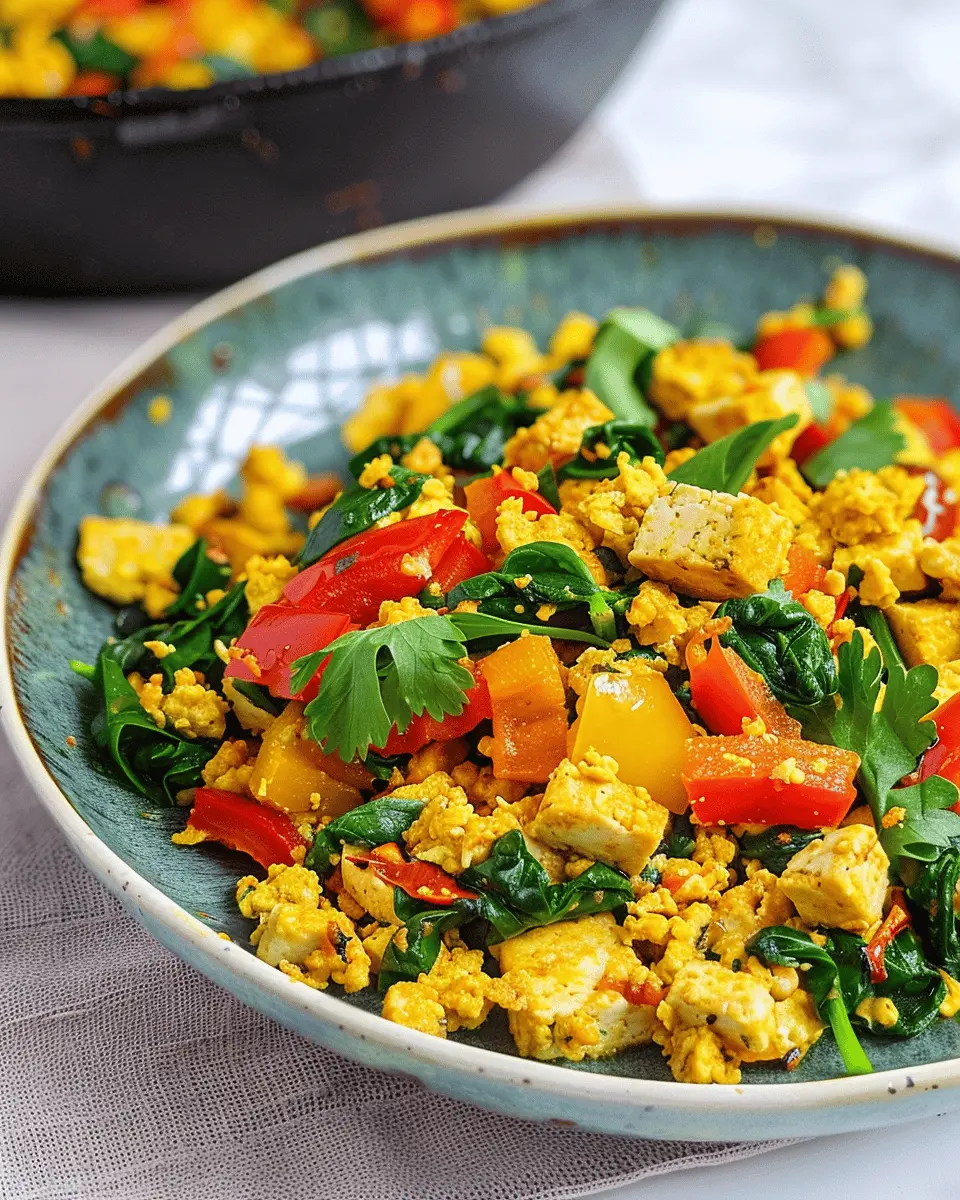Tofu Scramble with Spinach & Bell Peppers for a Healthy Start