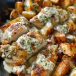 Cheesy Skillet Garlic Parmesan Chicken & Potatoes