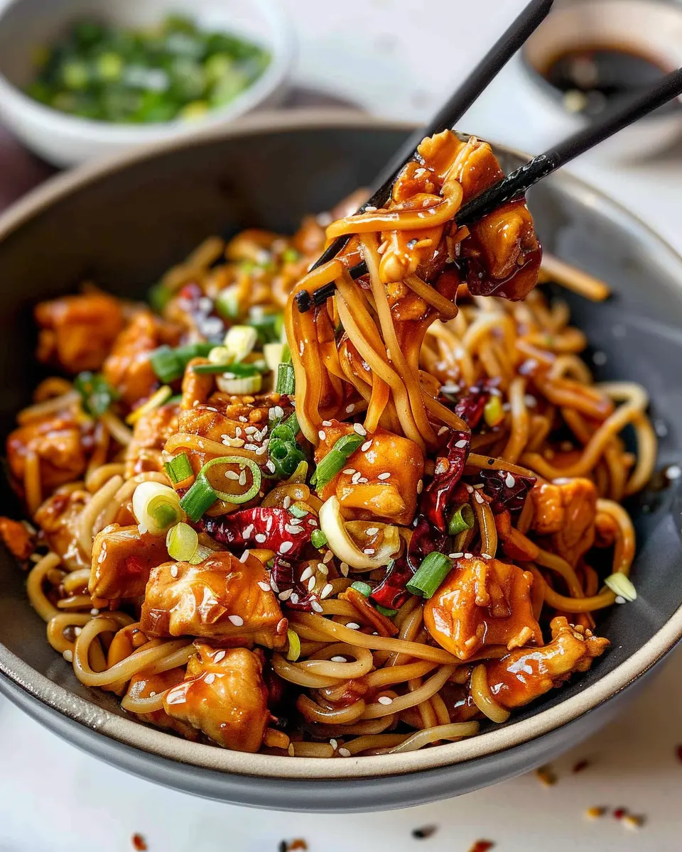 Kung Pao Chicken Noodles: Easy Weeknight Delight with Turkey Bacon