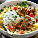 Dump and Bake Chicken Tzatziki Rice