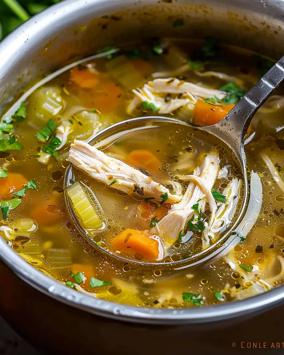 Easy Keto Low Carb Chicken Soup with Turkey Bacon Delight