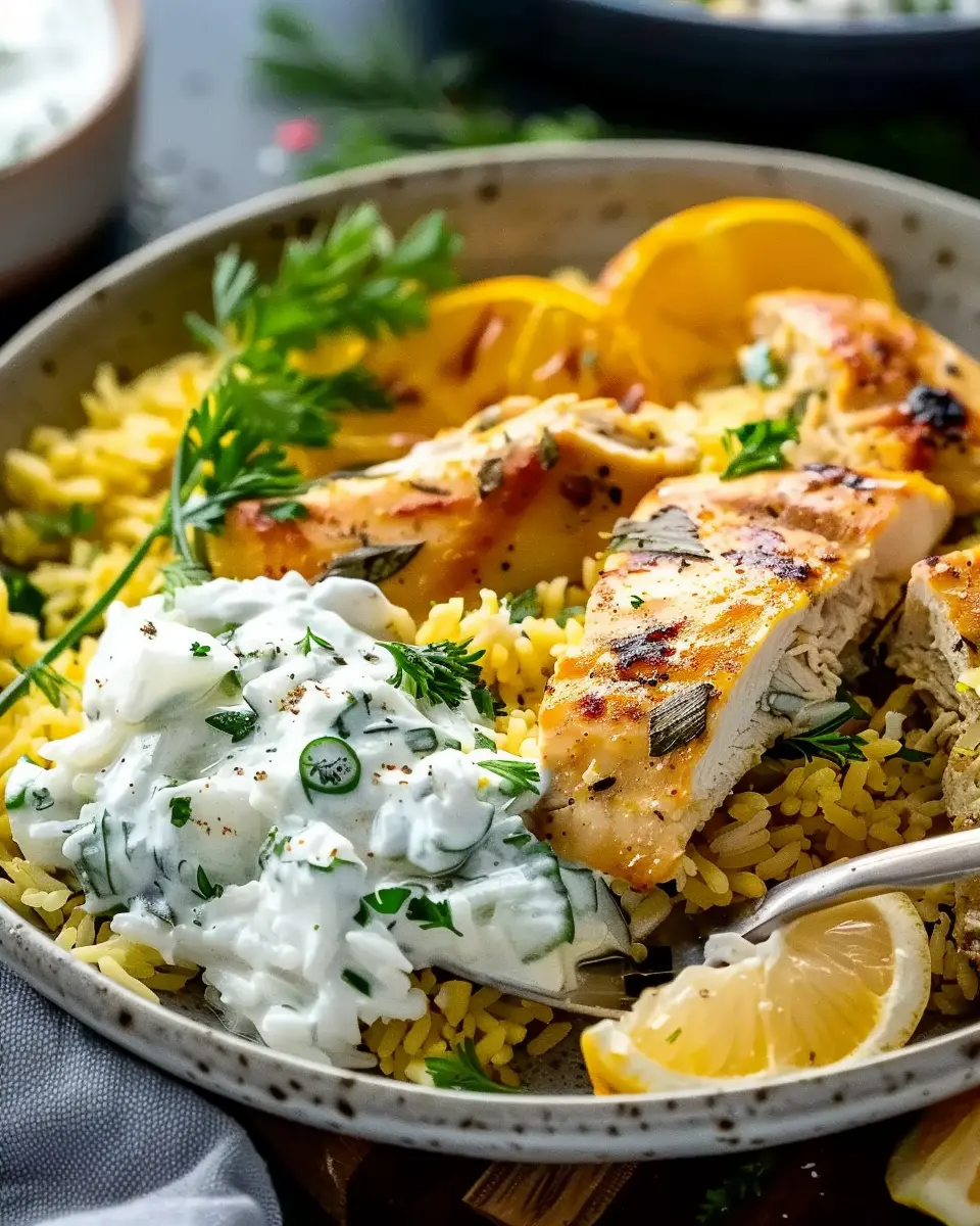 Dump-and-Bake Chicken Tzatziki: Easy Comfort with Rice Recipe