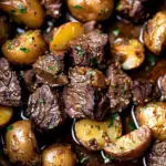 Slow Cooker Garlic Butter Beef Bites & Potatoes