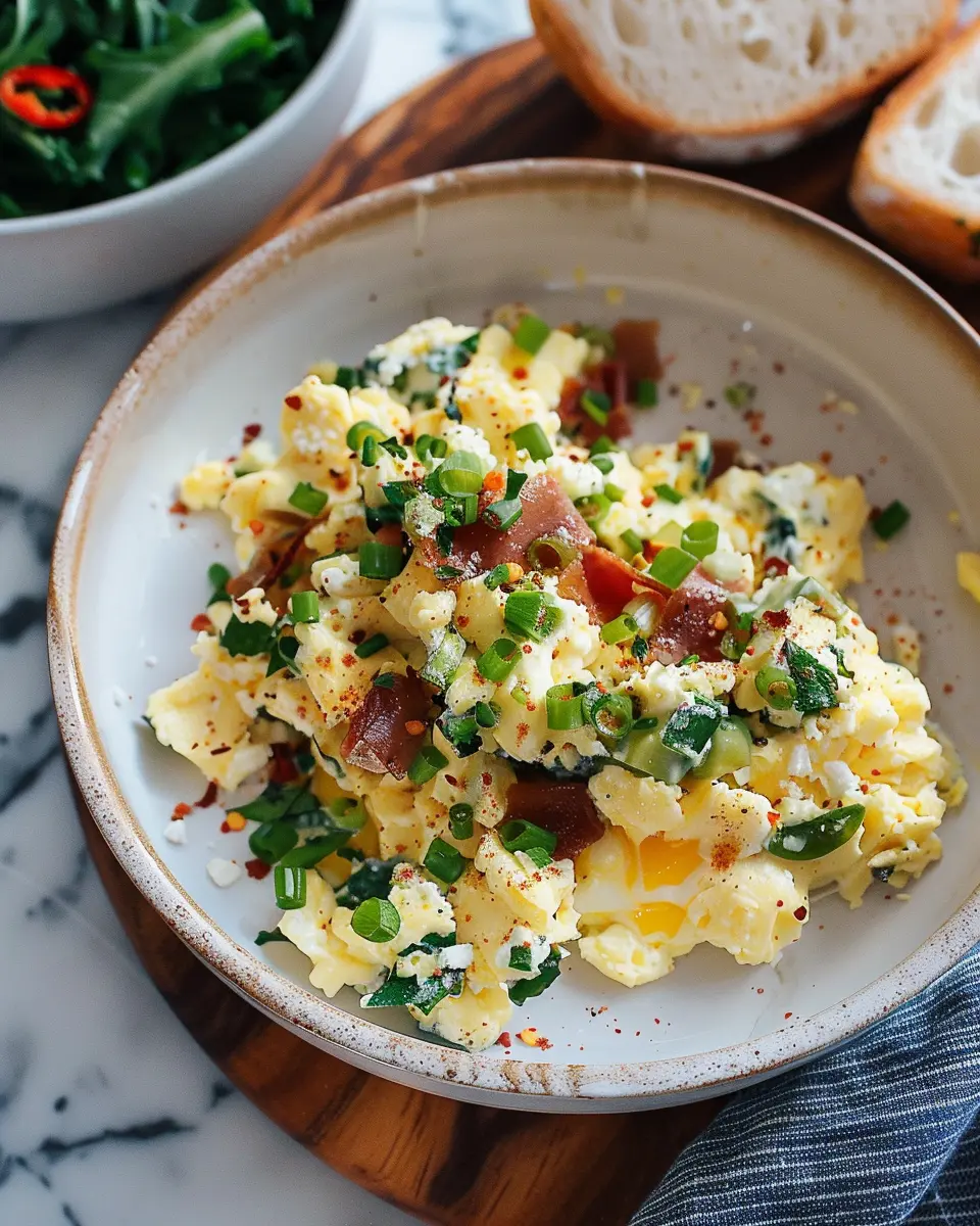 Goats Cheese Scrambled Egg: Easy Recipe with Turkey Bacon Delight