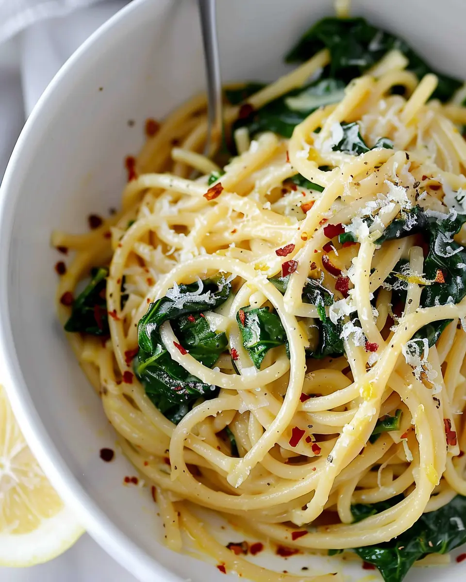 Lemon Spinach Pasta: Easy Recipe with Turkey Bacon and Chicken Ham