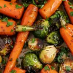 Crispy Maple Glazed Carrots and Brussel Sprouts