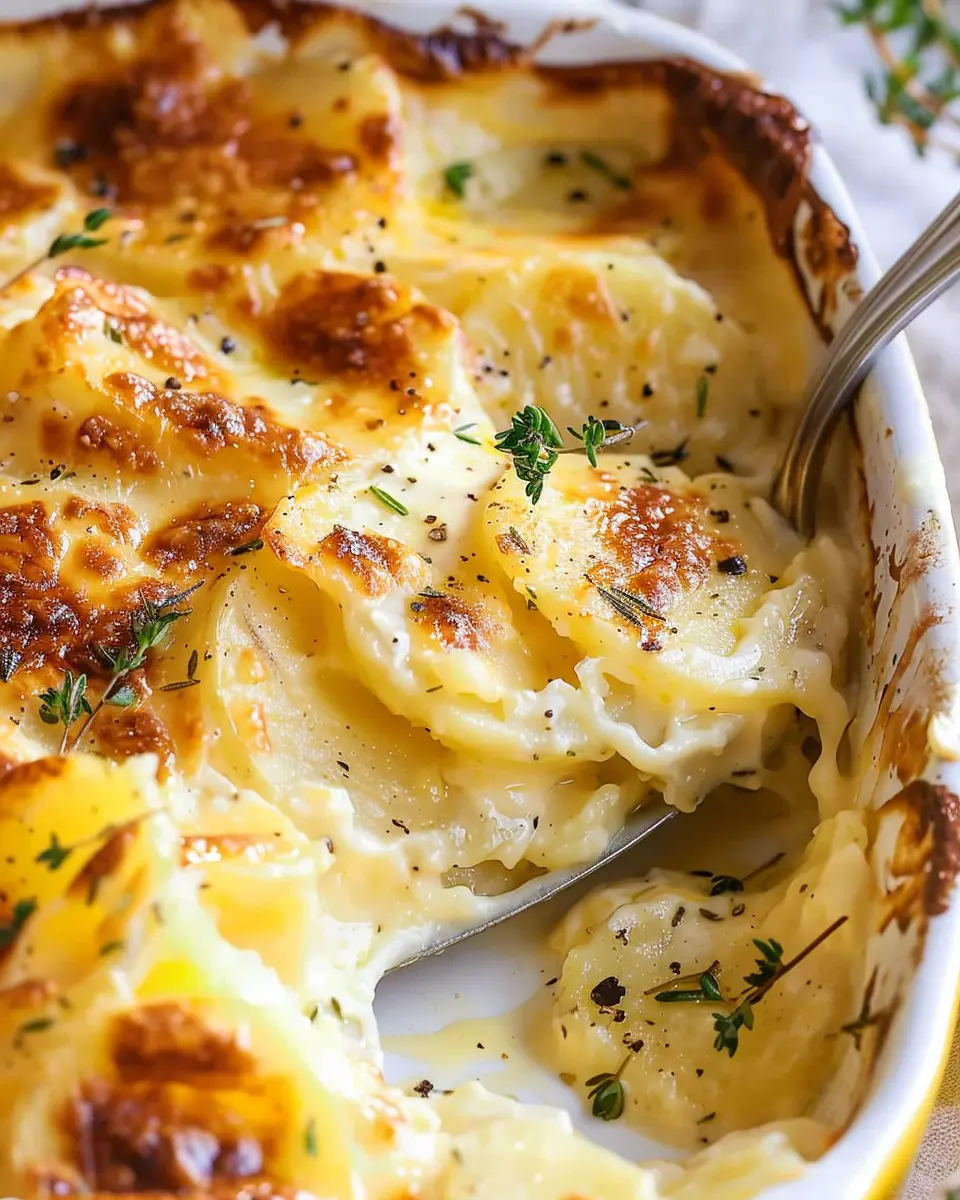 Creamy Scalloped Potatoes with Turkey Bacon and Chicken Ham Delight