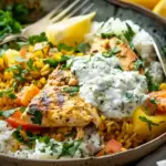 Dump-and-Bake Chicken Tzatziki with Rice