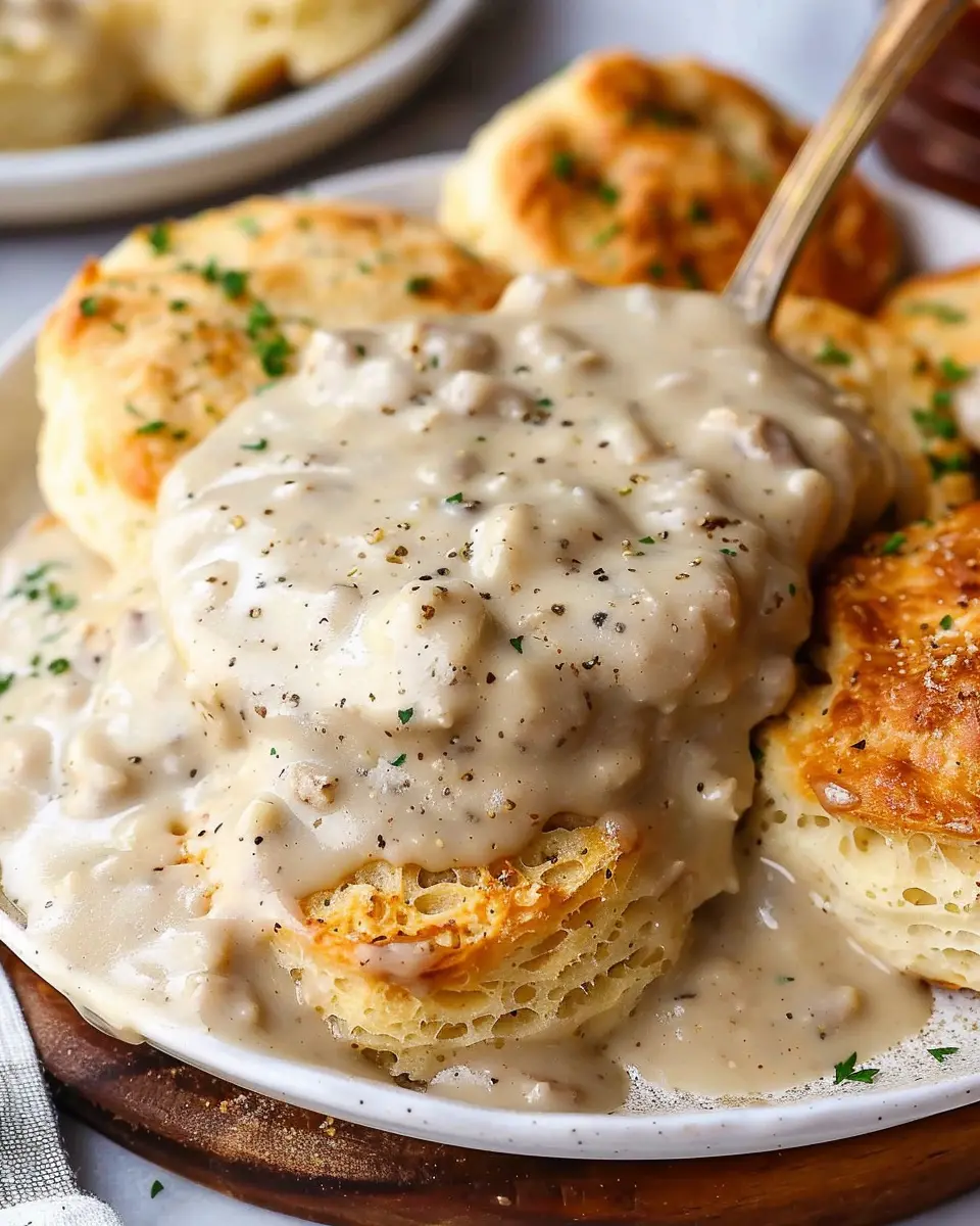 Biscuits and Gravy: Indulgent Recipe with Turkey Bacon and Chicken Ham