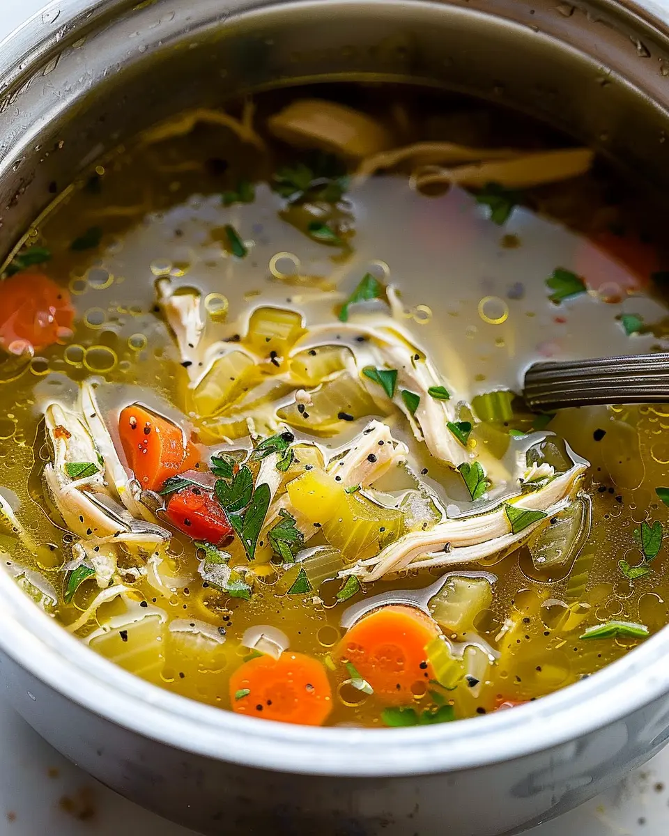 Easy Keto Low Carb Chicken Soup with Turkey Bacon Delight