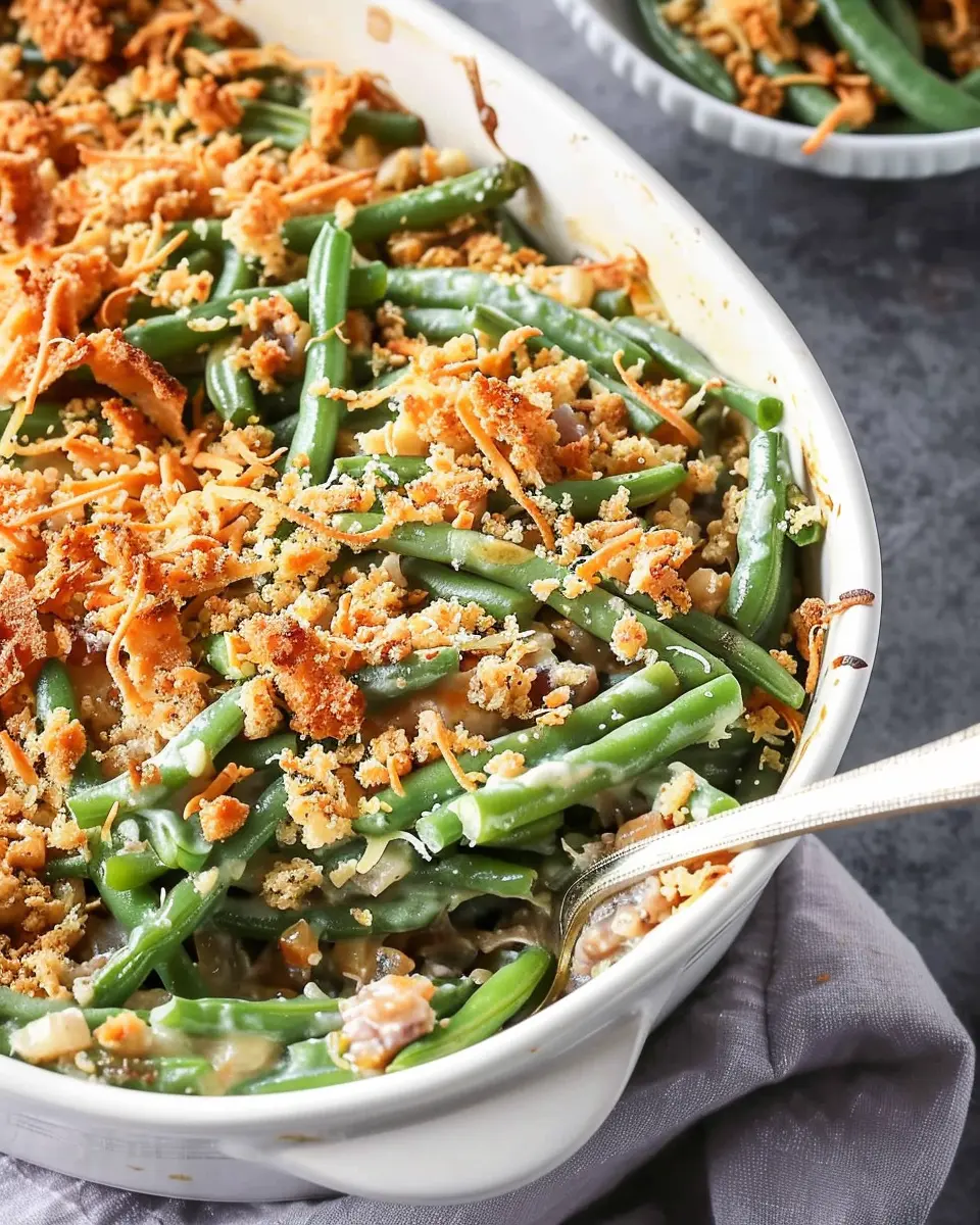 Fresh Green Bean Casserole with Turkey Bacon: A Healthy Twist