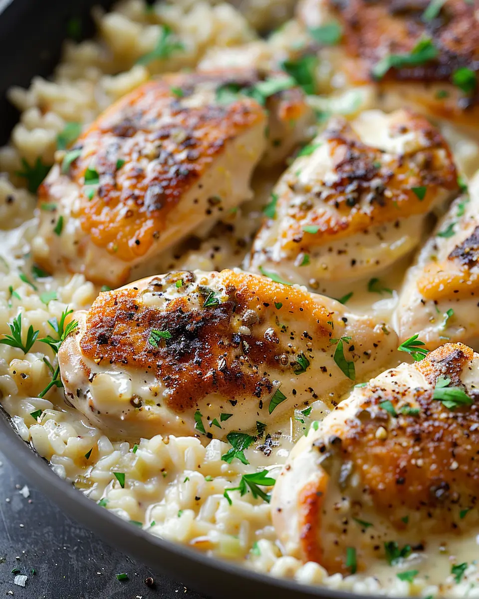 One-Pan Creamy Parmesan Chicken Rice Delight for Easy Weeknight Meals
