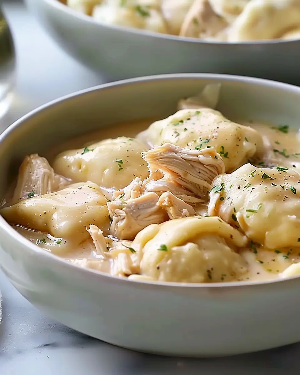 Super Easy Chicken and Dumplings Made with Turkey Bacon Delight