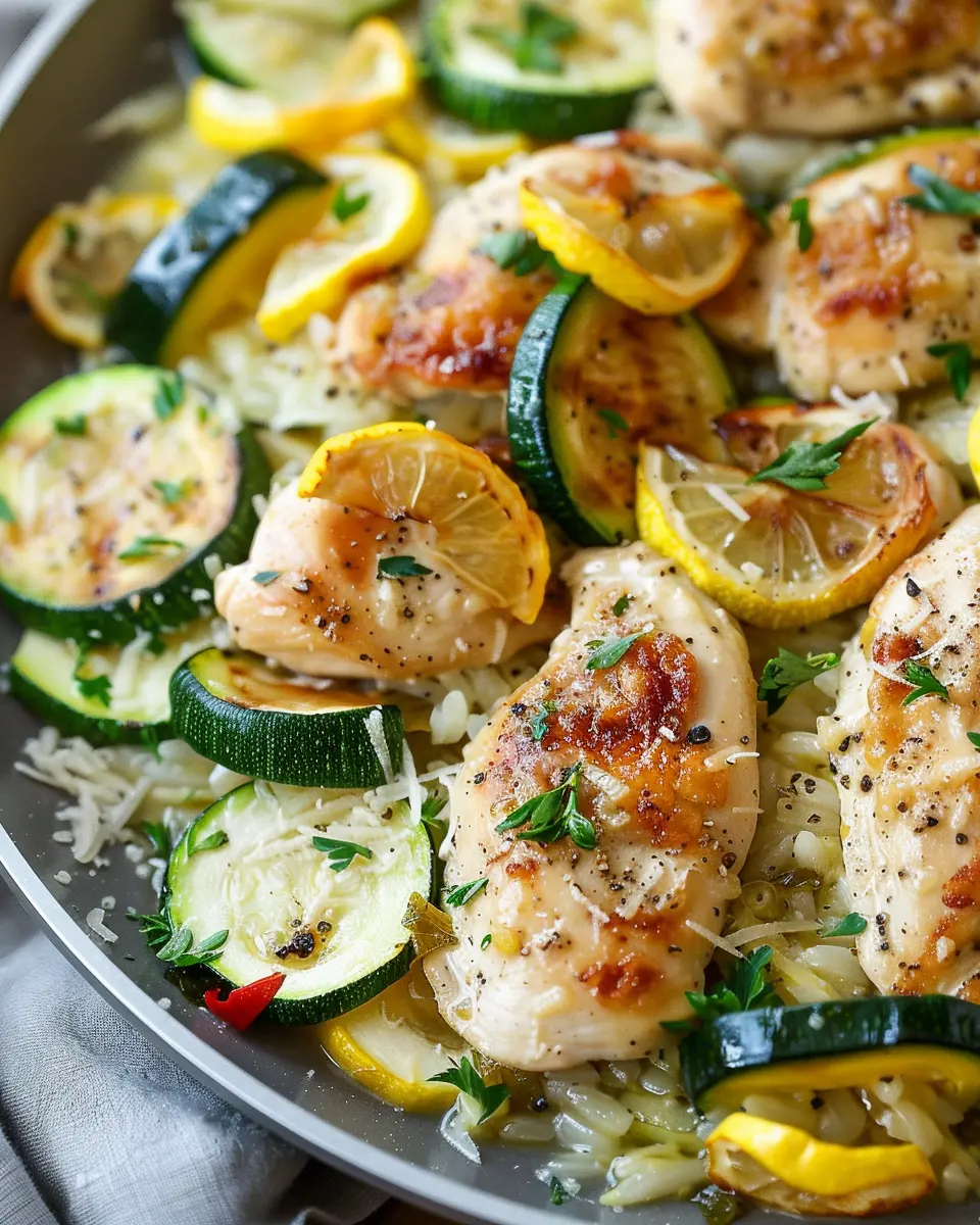 Skillet Lemon Parmesan Chicken Zucchini and Squash Delightfully Easy