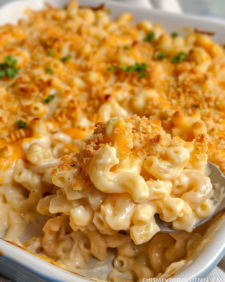 Homemade Mac and Cheese Casserole with Turkey Bacon Delight