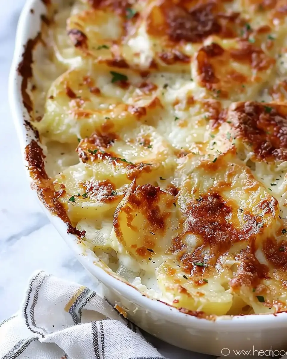 Creamy Scalloped Potatoes with Turkey Bacon and Chicken Ham Delight