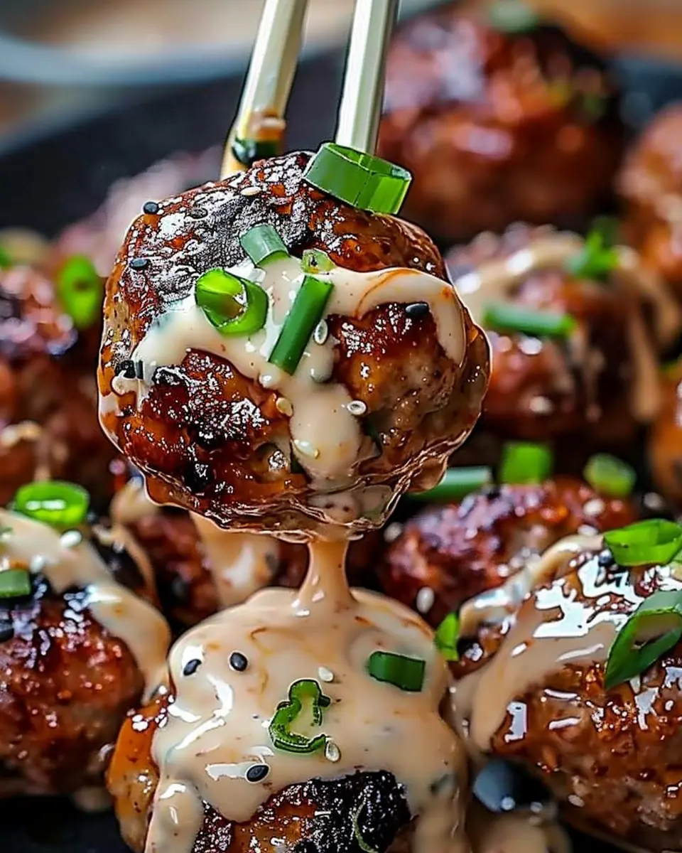 Korean BBQ Meatballs: Juicy Bites with Spicy Mayo Dip