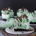 No Bake Mint Chocolate Chip Shamrock Cheesecake