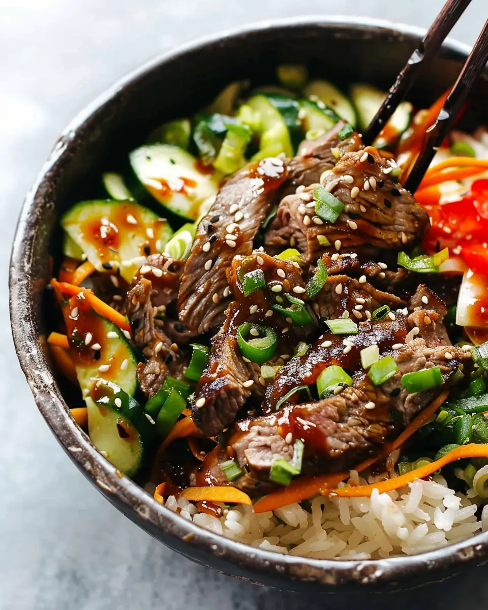 Korean BBQ Steak Bowls: Easy Recipe with Spicy Sesame Dressing